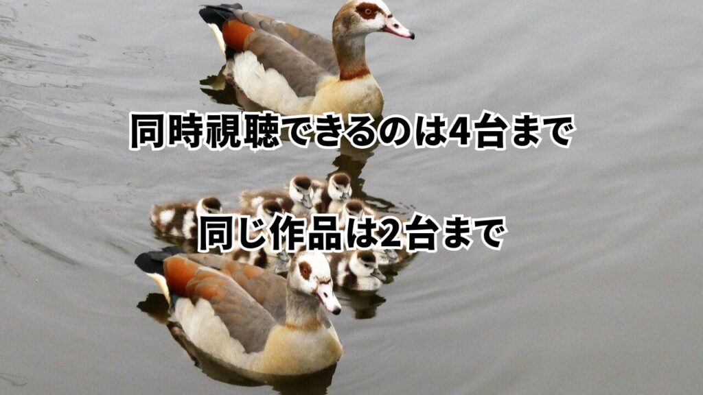 同時視聴できるのは4台まで　同じ作品は2台まで